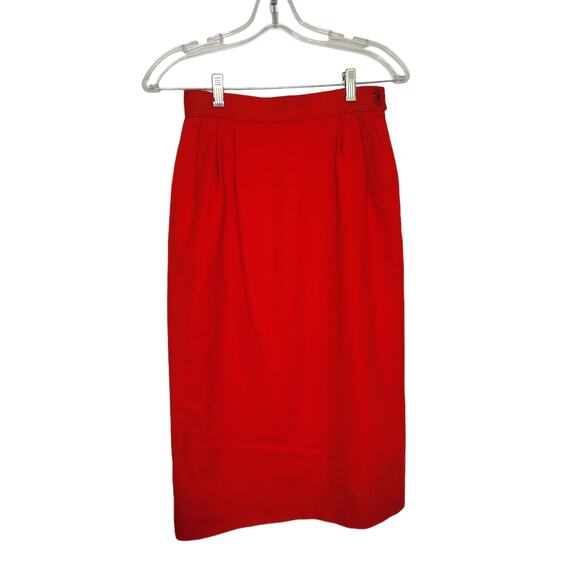 Vintage Pendleton Pencil Skirt Cherry Red Midi Wool Holiday Christmas Women 6 - Picture 1 of 9